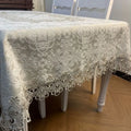 Embroidered Tablecloth, European Style Durable Heat-Resistant Easy-Clean Rectangular Cloth, Lace Trim, Ideal for Kitchen Dining Living Room Cafe, Multiple Sizes Available