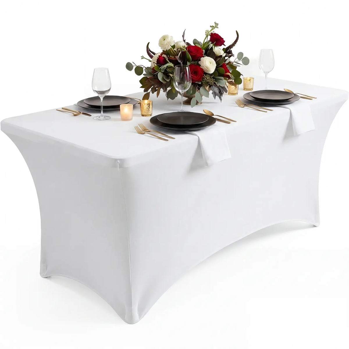 Utopia Kitchen Spandex Blend Rectangle Fitted Tablecover Set, Machine Washable, Wrinkle-Free, Event-Friendly, Reinforced Pockets, Outdoor/Indoor Use for Weddings & Everyday Decor