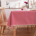 Nordic striped dining tablecloth for picnics and outings, navy blue, fresh and simple, rectangular tablecloth, ins-style coffee table cloth