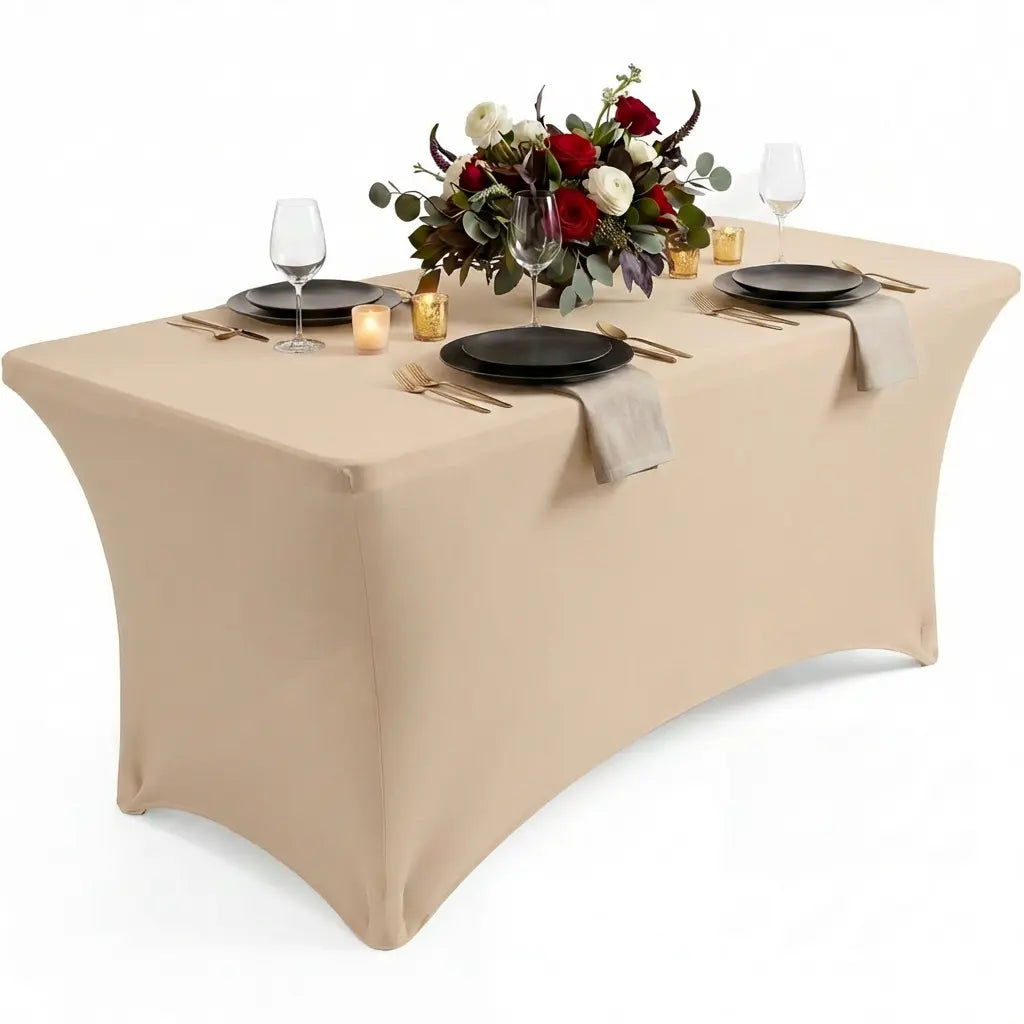 Utopia Kitchen Spandex Blend Rectangle Fitted Tablecover Set, Machine Washable, Wrinkle-Free, Event-Friendly, Reinforced Pockets, Outdoor/Indoor Use for Weddings & Everyday Decor
