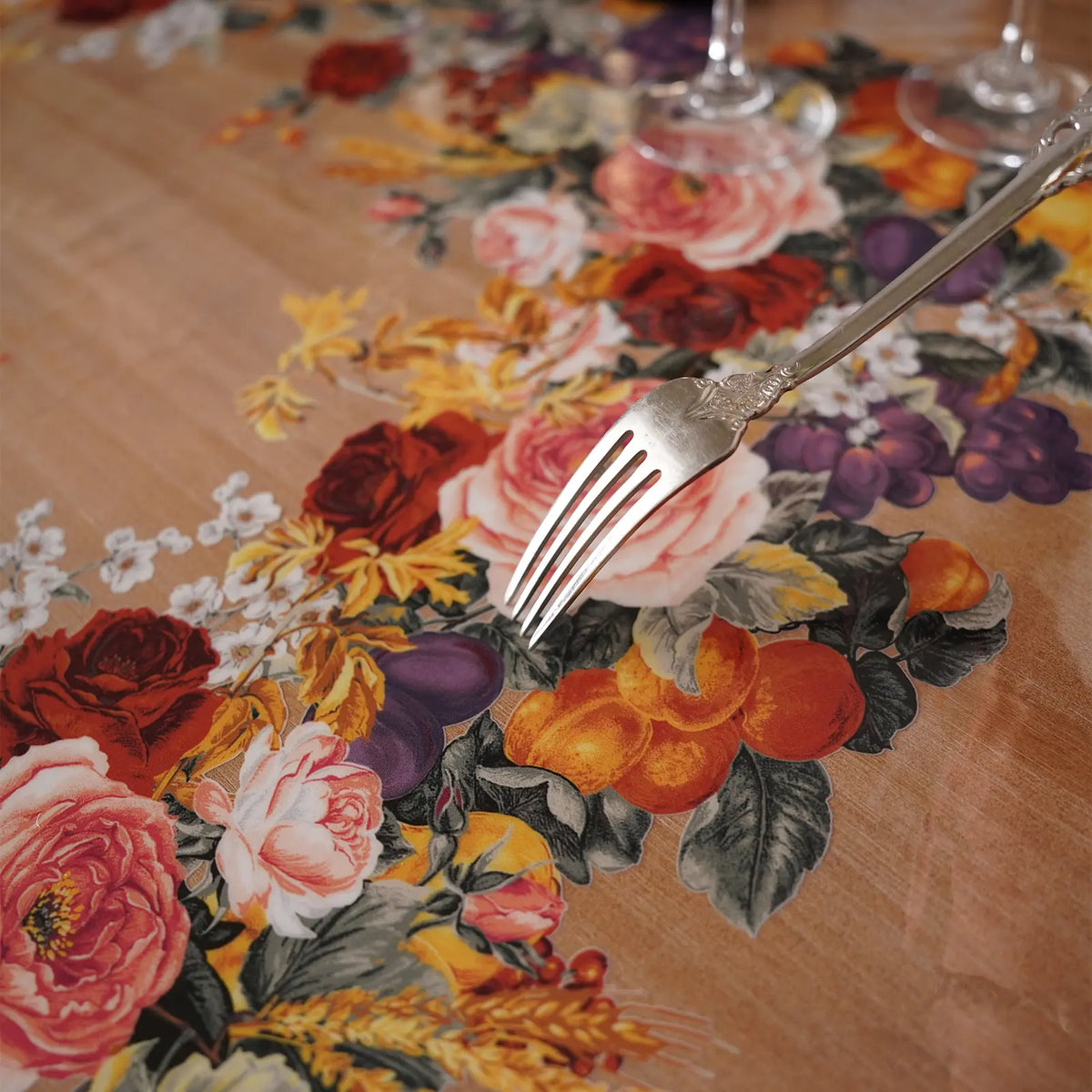 Artbloss 1-Piece Decorative Vinyl PVC Rectangle Table Cover Protector, Spill-Safe Synthetic Plastic Tablecloth, Oil-Proof for Dining Room Dining Tables, Party Use with Artificial Flowers Compatibility