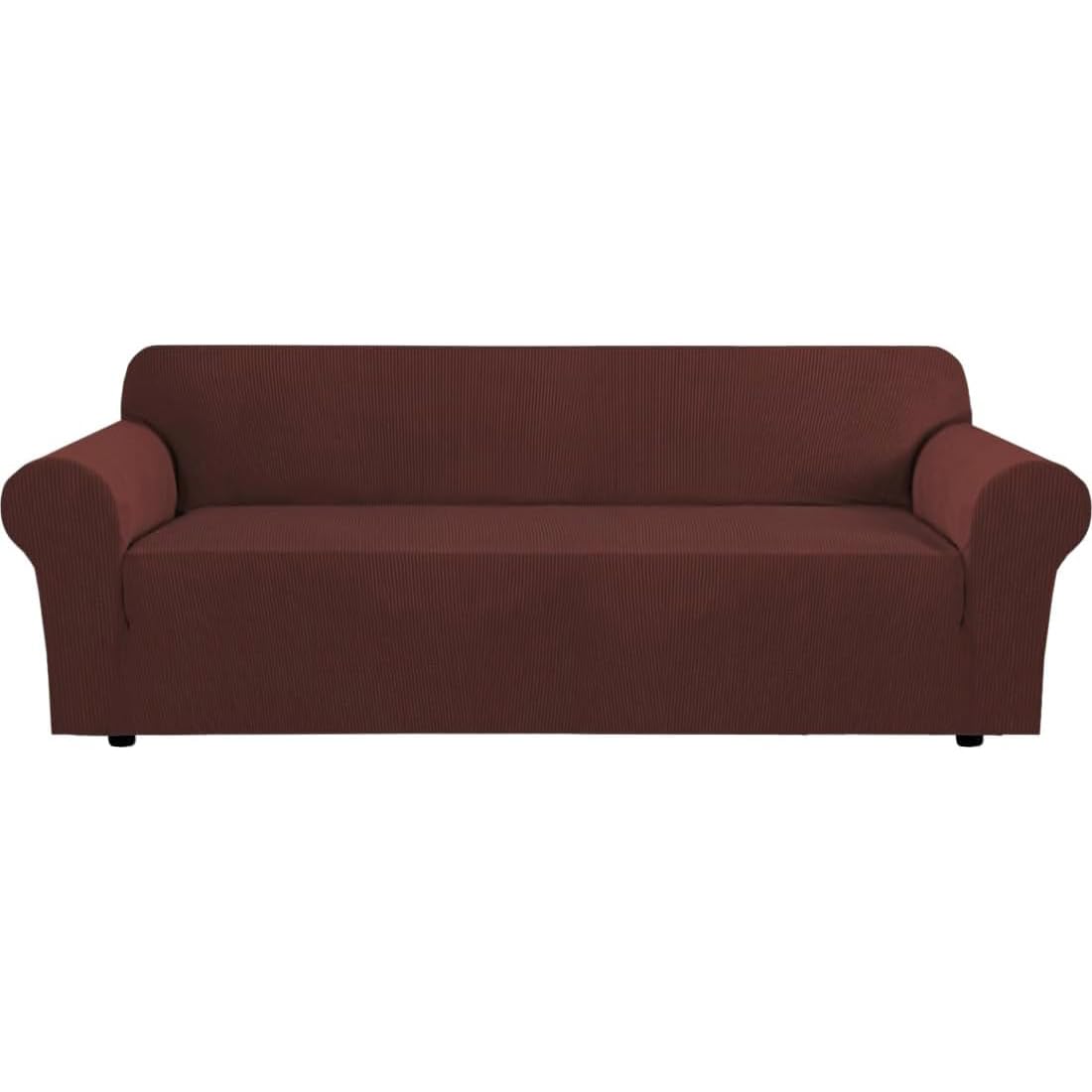 H.VERSAILTEX Stretch Couch Cover Loveseat Covers for 2 Cushion Couch Sofa Slipcover for Love Seat 1 Piece with Elastic Bottom, Checked Jacquard Fabric, Loveseat 58"-70" Wide, Butter Cream