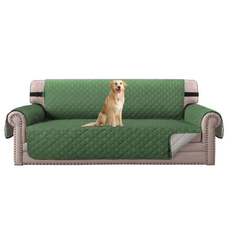 H.VERSAILTEX Reversible Couch Cover for 2 Cushion Couch Water Resistant Loveseat Washable Furniture Cover with Non-Slip Elastic Strap for Dogs, Pets, Kids(Oversized Loveseat, Charcoal Grey)