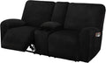 ULTICOR Reclining Loveseat with Middle Console Slipcover, 8-Piece Velvet Stretch Sofa Covers, 2 seat Loveseat Recliner Cover, Thick, Soft, Washable(Dark Grey)