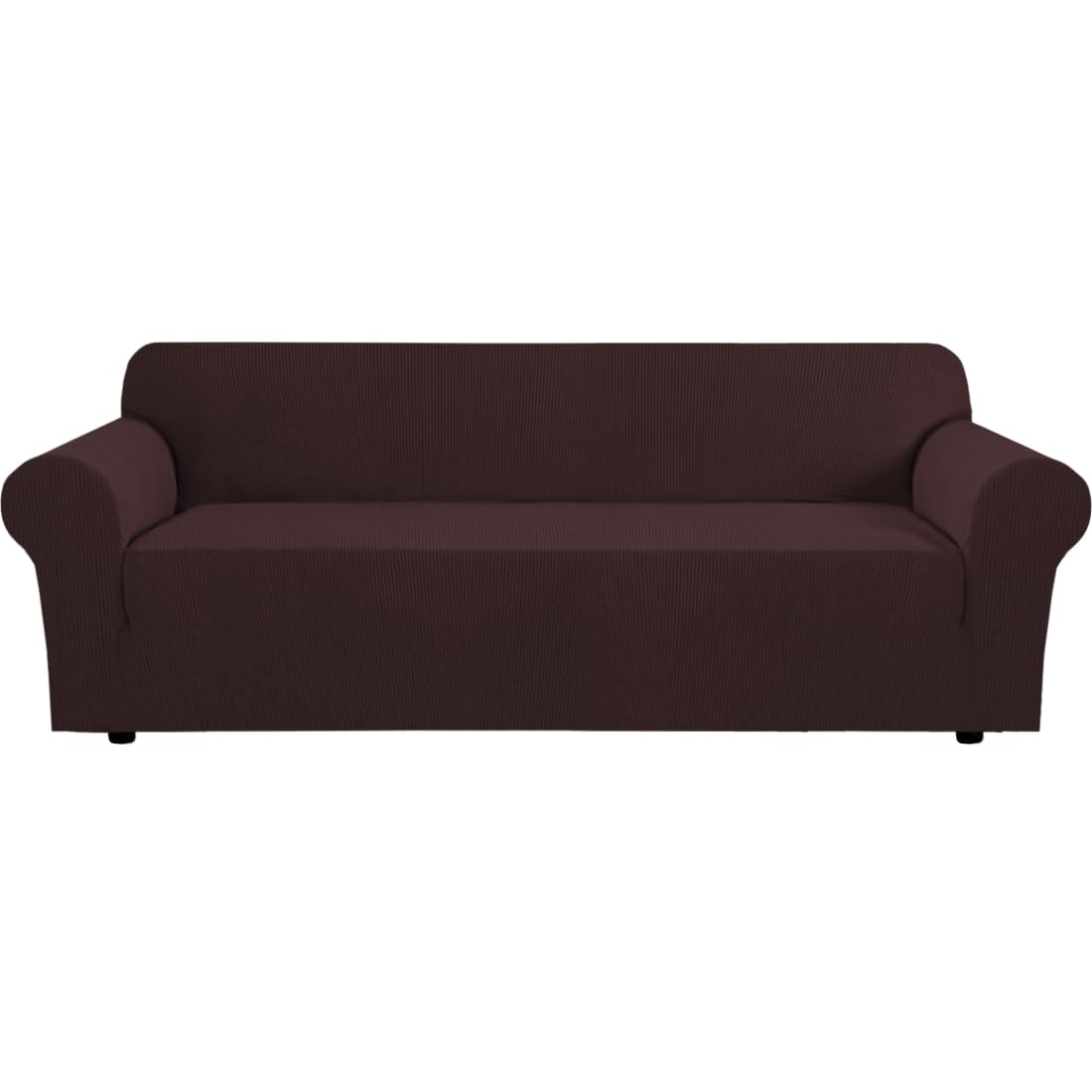 H.VERSAILTEX Stretch Couch Cover Loveseat Covers for 2 Cushion Couch Sofa Slipcover for Love Seat 1 Piece with Elastic Bottom, Checked Jacquard Fabric, Loveseat 58"-70" Wide, Butter Cream