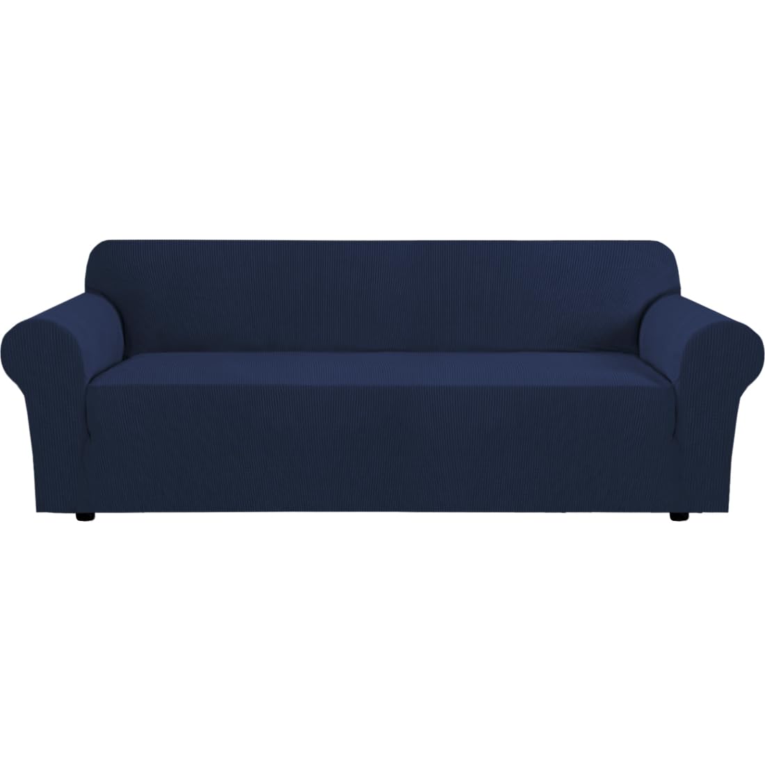 H.VERSAILTEX Stretch Couch Cover Loveseat Covers for 2 Cushion Couch Sofa Slipcover for Love Seat 1 Piece with Elastic Bottom, Checked Jacquard Fabric, Loveseat 58"-70" Wide, Butter Cream