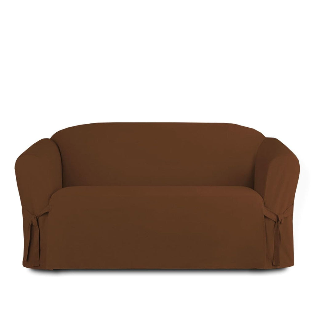 Linen Store Microsuede Slipcover Furniture Protector Cover, Perfect for Pets, Brown, Loveseat