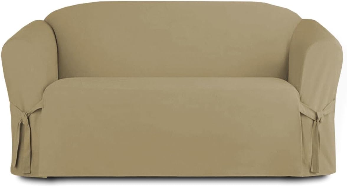 Linen Store Microsuede Slipcover Furniture Protector Cover, Perfect for Pets, Brown, Loveseat