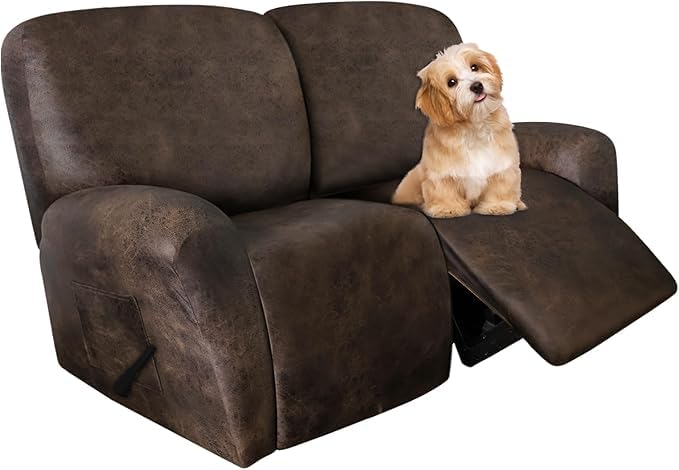 molasofa Leather Like Additional Recliner Console Cover for Reclining Loveseat Covers Stretch Jacquard Middle Consolefor Recliner Couch(Dark Brown)