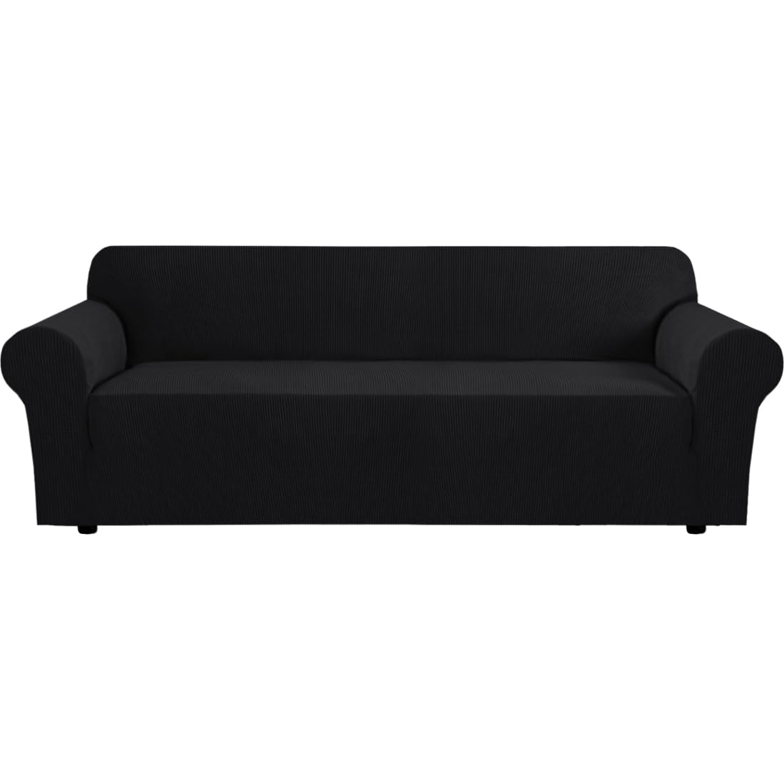 H.VERSAILTEX Stretch Couch Cover Loveseat Covers for 2 Cushion Couch Sofa Slipcover for Love Seat 1 Piece with Elastic Bottom, Checked Jacquard Fabric, Loveseat 58"-70" Wide, Butter Cream
