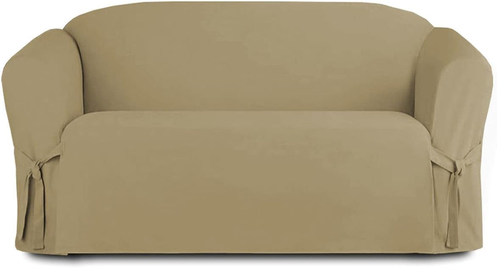 Linen Store Microsuede Furniture Slipcover, Couch Protector Machine Washable Loveseat Cover Perfect for Kids, Dogs, Pets (Taupe, Loveseat)