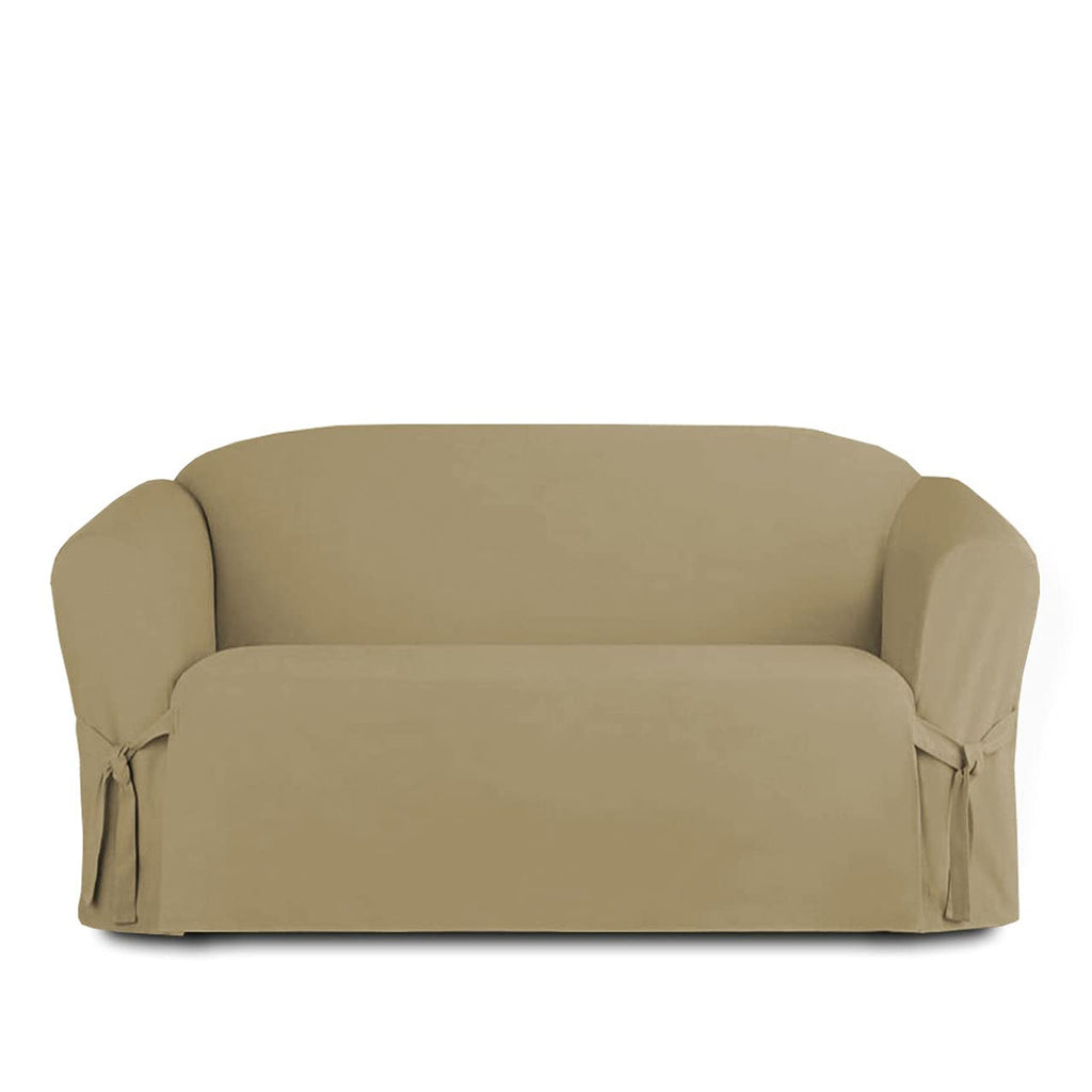 Linen Store Microsuede Furniture Slipcover, Couch Protector Machine Washable Loveseat Cover Perfect for Kids, Dogs, Pets (Taupe, Loveseat)