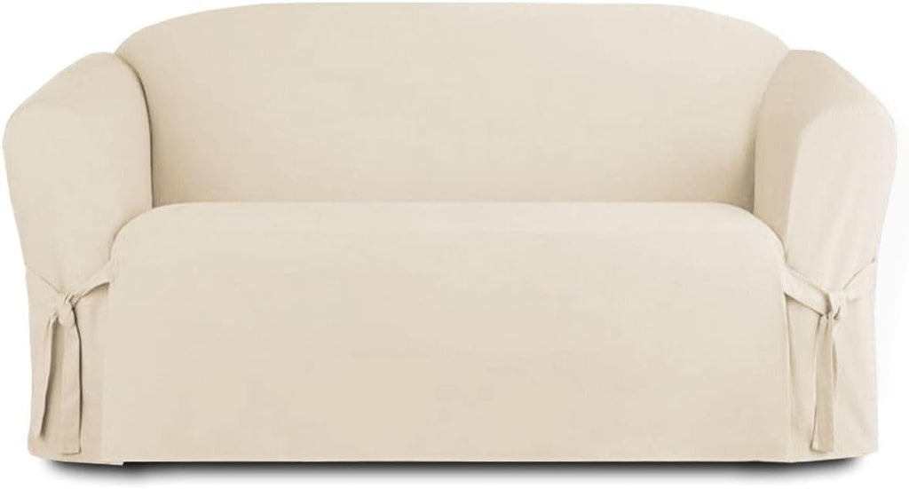 Linen Store Microsuede Slipcover Furniture Protector Cover, Perfect for Pets, Brown, Loveseat