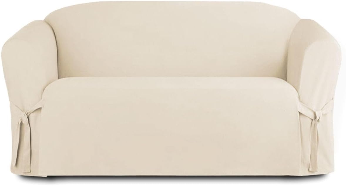 Linen Store Microsuede Slipcover Furniture Protector Cover, Perfect for Pets, Brown, Loveseat