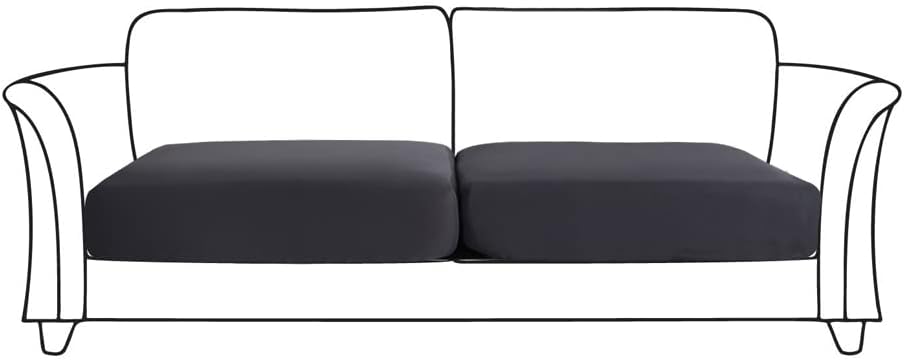 HOOBUY Waterproof Couch Cushion Cover 2Pieces Stretch Sofa Slipcovers Furniture Protector with Elastic Suitable for Loveseat,2 Seater Sofa (2, Grey)