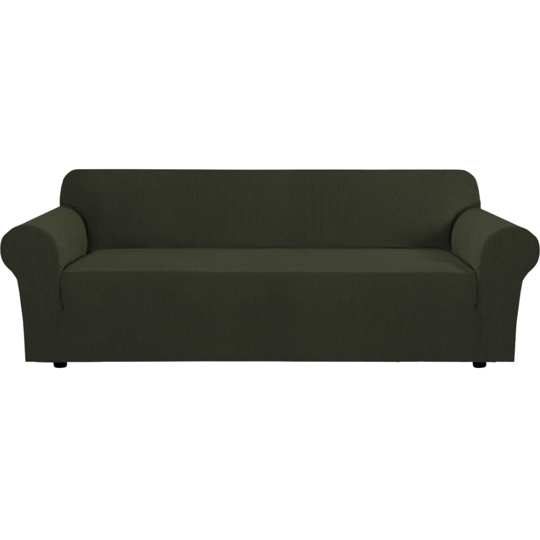 H.VERSAILTEX Stretch Couch Cover Loveseat Covers for 2 Cushion Couch Sofa Slipcover for Love Seat 1 Piece with Elastic Bottom, Checked Jacquard Fabric, Loveseat 58"-70" Wide, Butter Cream