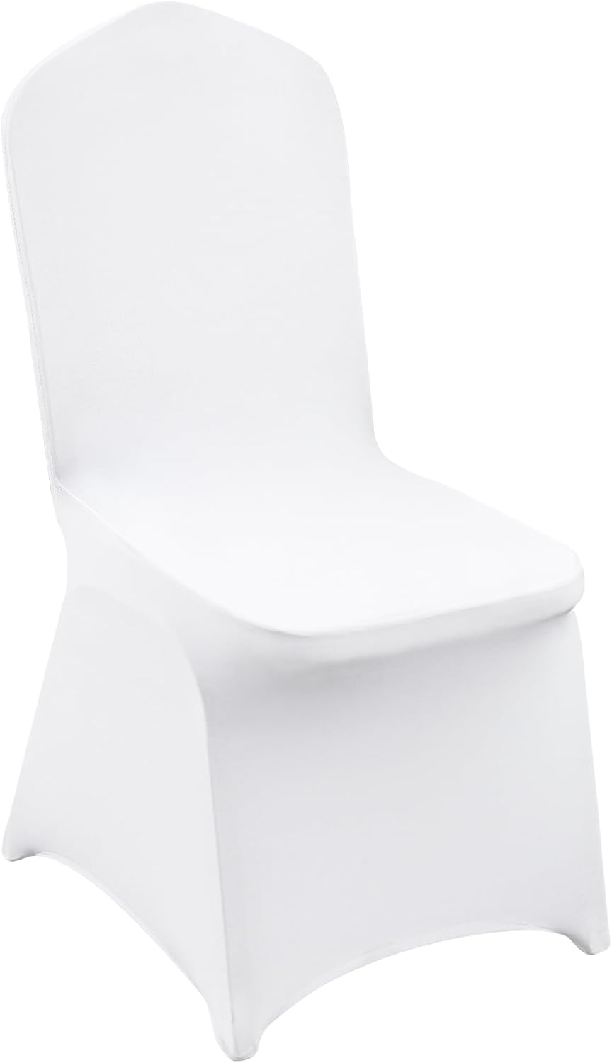 VEVOR 100 Pcs White Chair Covers Polyester Spandex Chair Cover Stretch Slipcovers for Wedding Party Dining Banquet Flat-Front Chair Covers