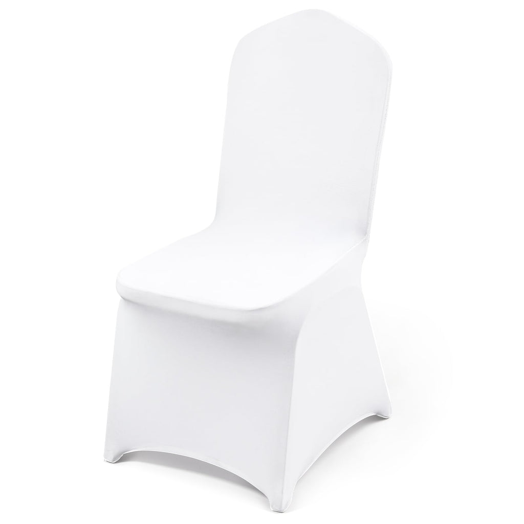 VEVOR 100 Pcs White Chair Covers Polyester Spandex Chair Cover Stretch Slipcovers for Wedding Party Dining Banquet Flat-Front Chair Covers