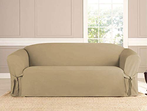 Linen Store Microsuede Furniture Slipcover, Couch Protector Machine Washable Loveseat Cover Perfect for Kids, Dogs, Pets (Taupe, Loveseat)