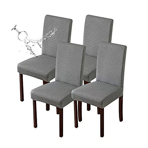 Genina Waterproof Chair Covers for Dining Room Dining Chair Covers Kitchen Parsons Chair Cover (Beige, 4 PCS)