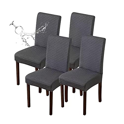 Genina Waterproof Chair Covers for Dining Room Dining Chair Covers Kitchen Parsons Chair Cover (Beige, 4 PCS)