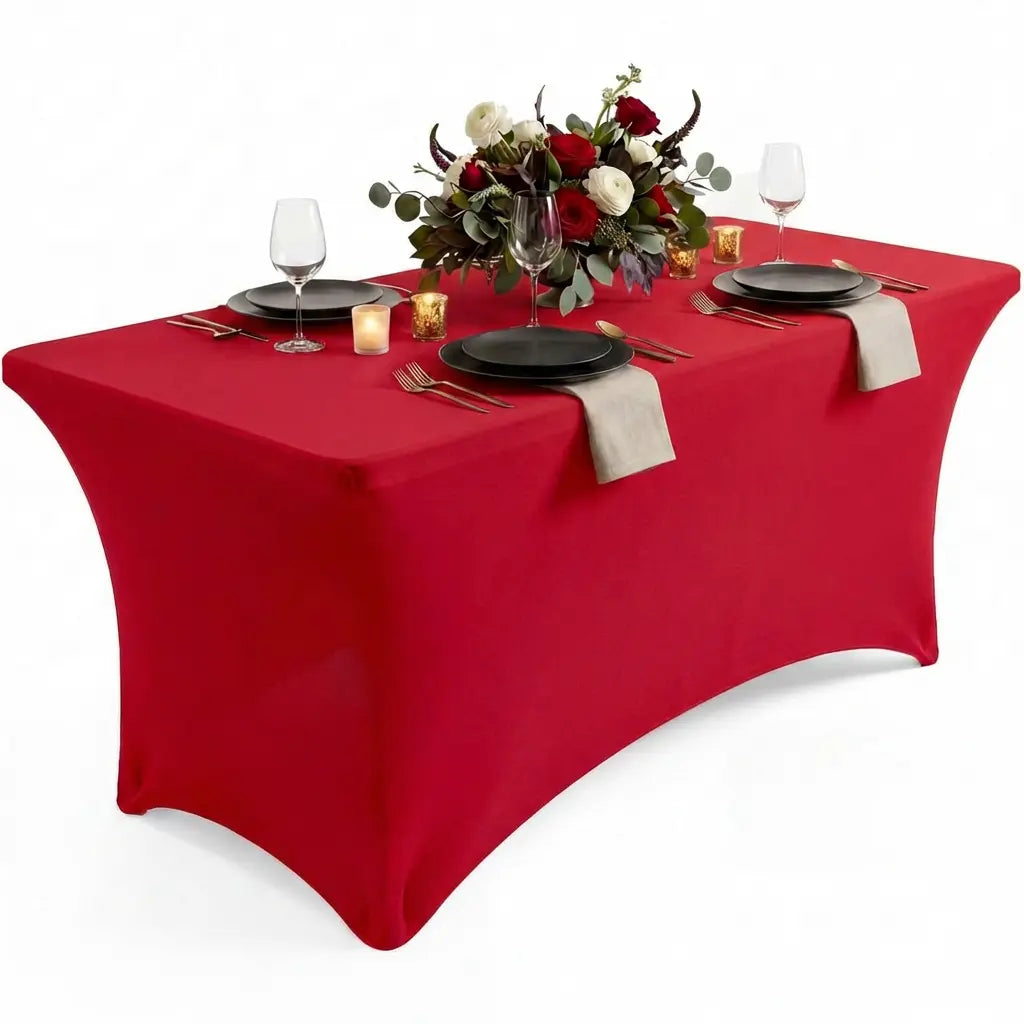 Utopia Kitchen Spandex Blend Rectangle Fitted Tablecover Set, Machine Washable, Wrinkle-Free, Event-Friendly, Reinforced Pockets, Outdoor/Indoor Use for Weddings & Everyday Decor
