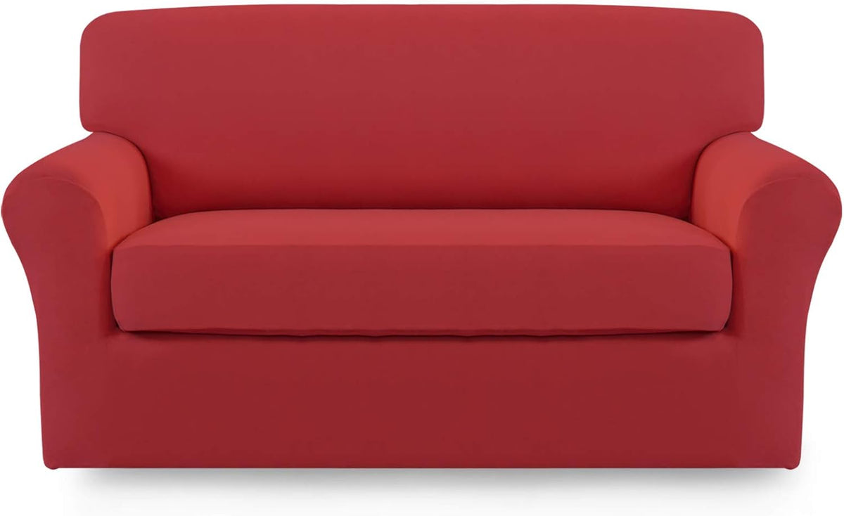 Easy-Going 2 Pieces Stretch Loveseat Couch Sofa Slipcover Washable