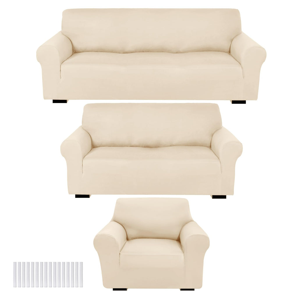 Peryiter 3 Pcs Couch and Loveseat Sofa Covers,Gray Dm,Milk Silk
