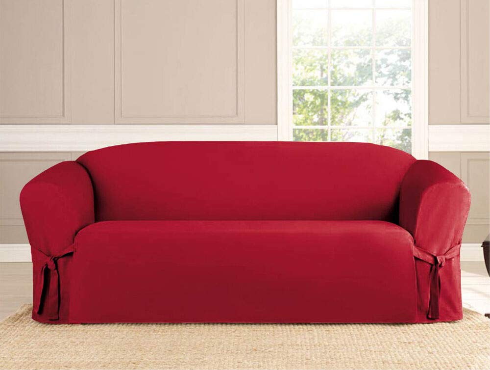 Linen Store Microsuede Furniture Slipcover, Couch Protector Machine Washable Loveseat Cover Perfect for Kids, Dogs, Pets (Taupe, Loveseat)