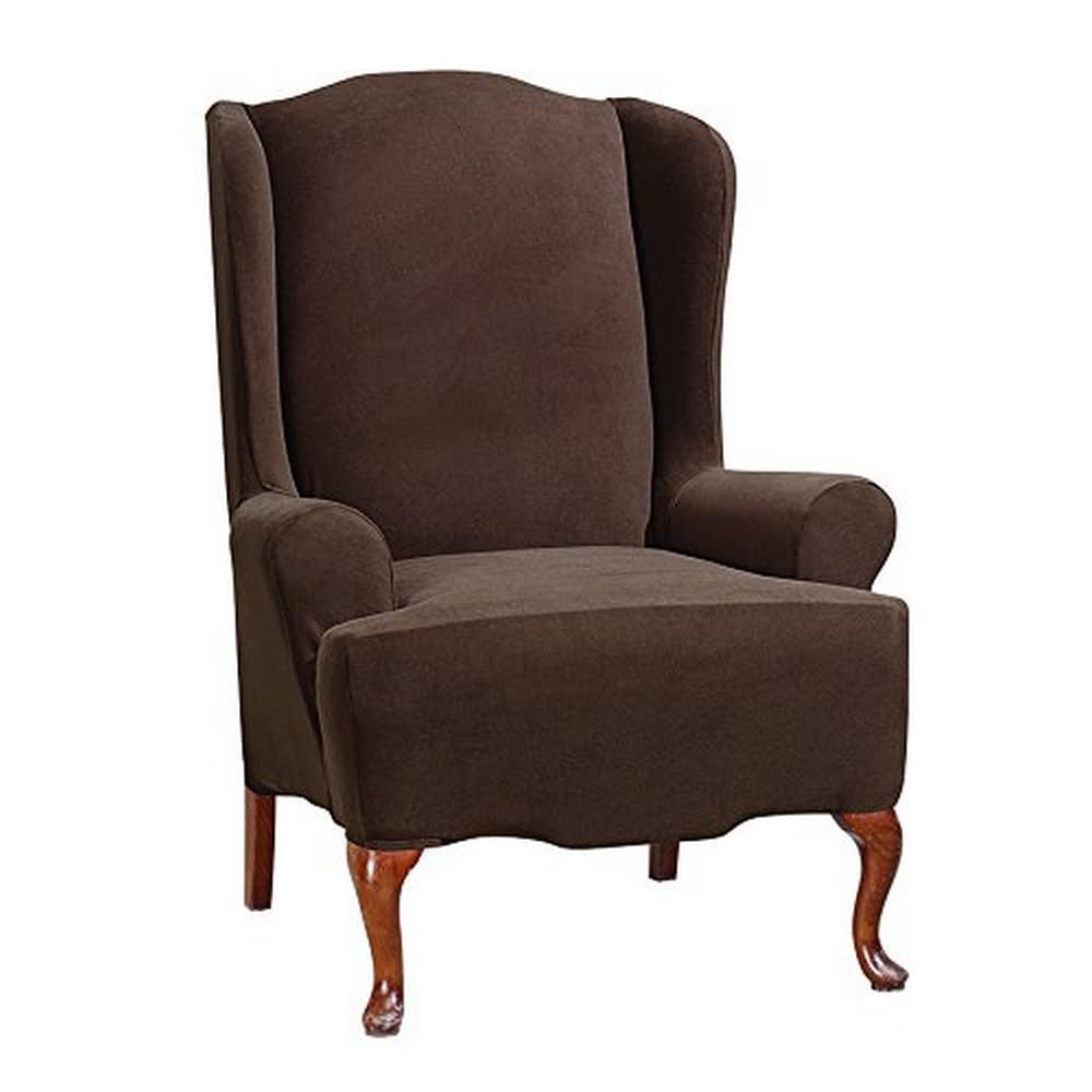 SureFit Form Fit Stretch Morgan Loveseat Slipcover - One Piece Polyester/Spandex Elastic Slipcover, Machine Washable (Loveseat Box Cushion, Ivory Color)