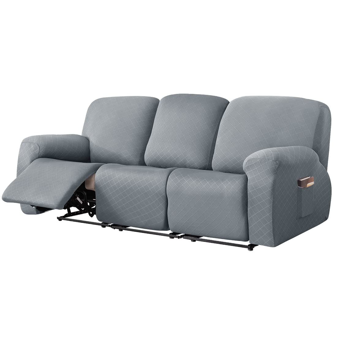 vctops Diamond Recliner Loveseat Slipcover 6-Pieces Stretch Dual Recliner Sofa Covers for 2 Seat Dual Reclining Loveseat Couch Soft Solid Furniture Protector (Dark Coffee,2 Seat)