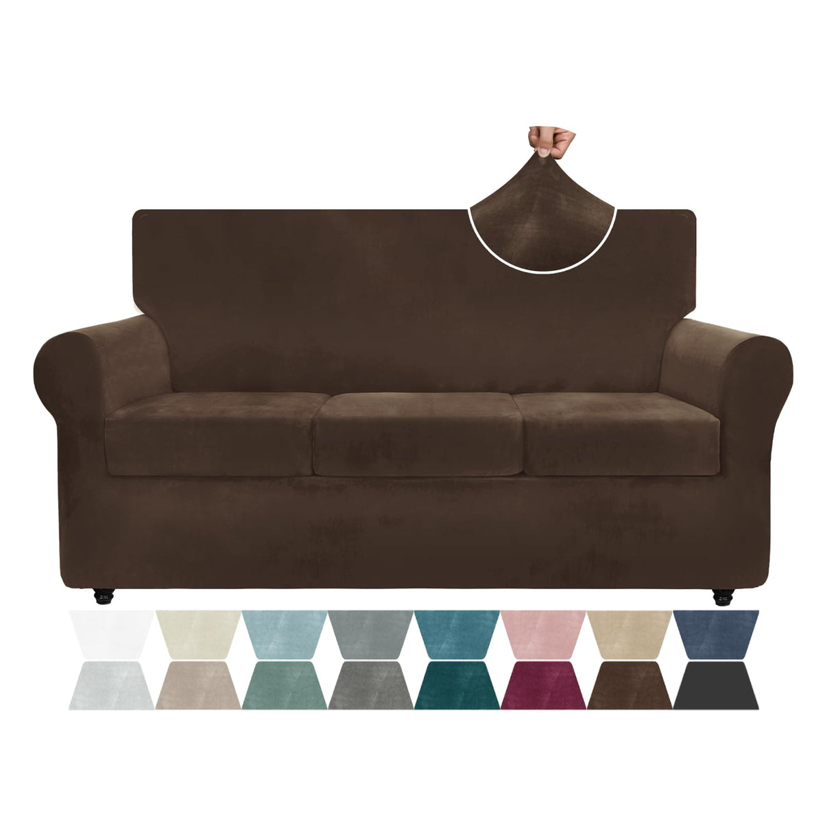 ZNSAYOTX 3-Piece Loveseat Slipcovers High Stretch Spandex Sofa Slip Cover Living Room Love Seat Couch Covers for 2 Cushion Couch Jacquard Small Checks Furniture Protector (Dark Grey, Loveseat)