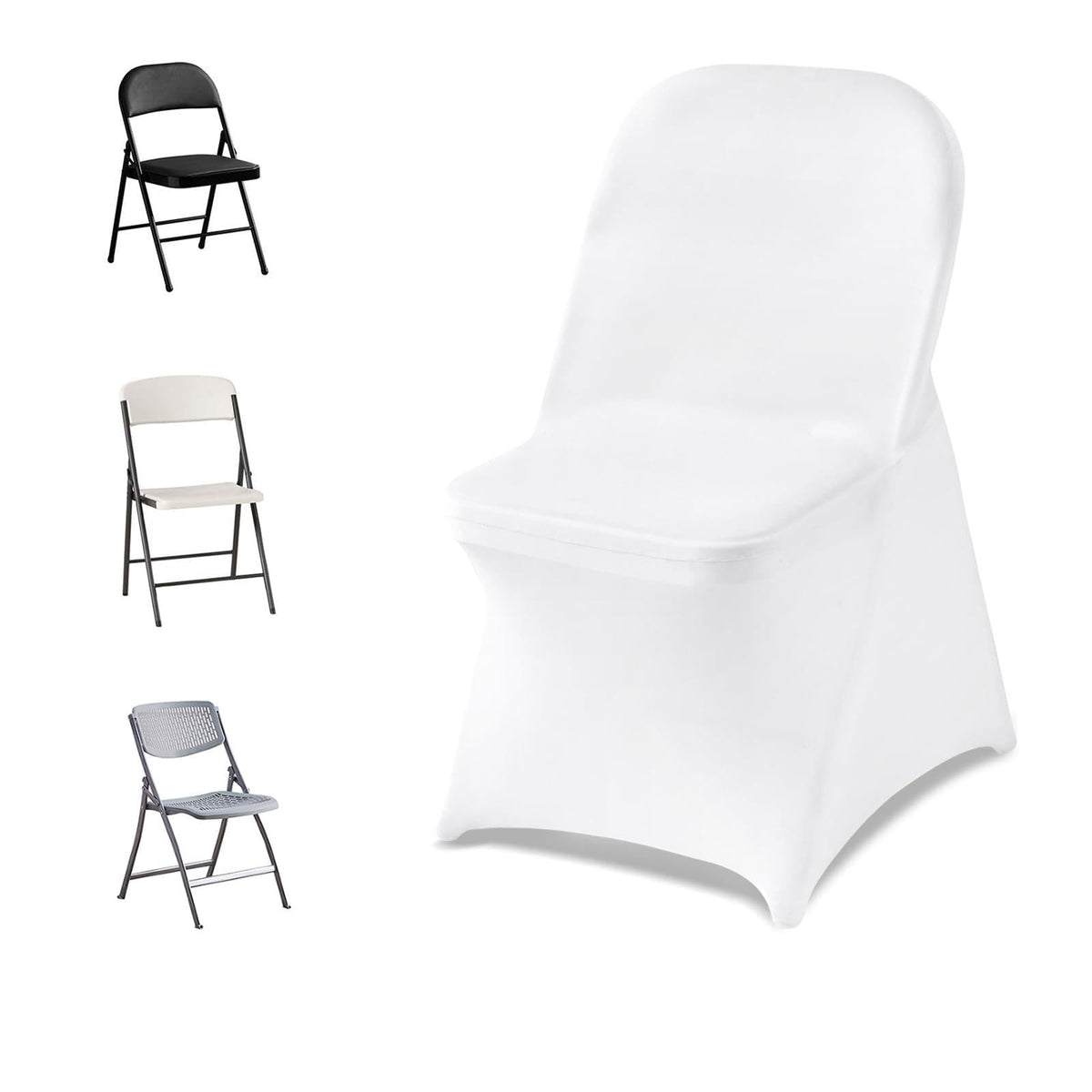 VEVOR 100 Pcs White Chair Covers Polyester Spandex Chair Cover Stretch Slipcovers for Wedding Party Dining Banquet Flat-Front Chair Covers