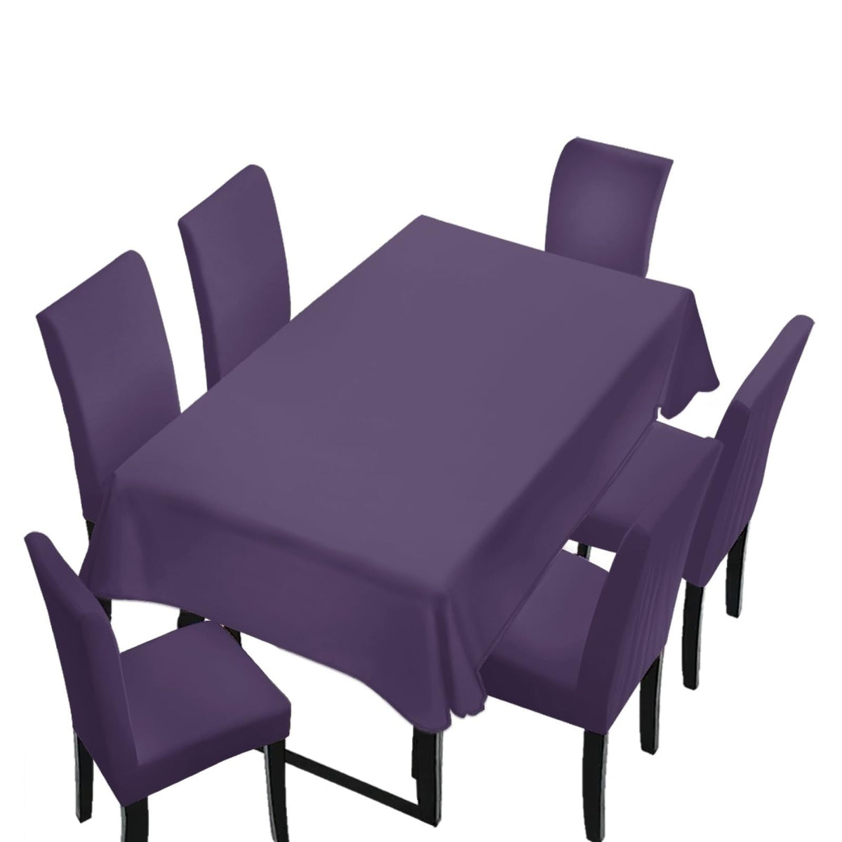 Light Grey 7 Pcs Tablecloth and Chair Covers Set Removable Chair Covers Set of 6 with Table Cover for Dining Room Washable Furniture Protector for Family Gathering Potluck