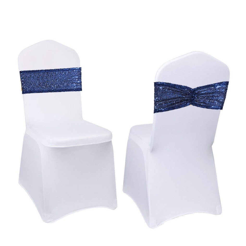 Eternal Beauty Set of 100 Sequin Gold Chair Sashes for Chair Cover Wedding Party Decorations
