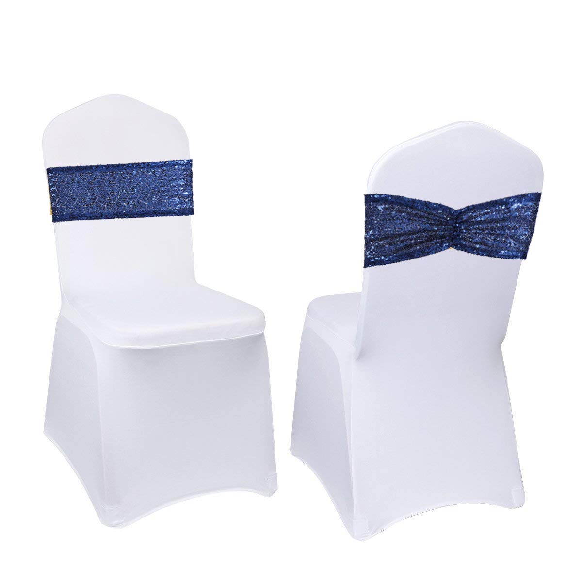 Eternal Beauty Set of 100 Sequin Gold Chair Sashes for Chair Cover Wedding Party Decorations