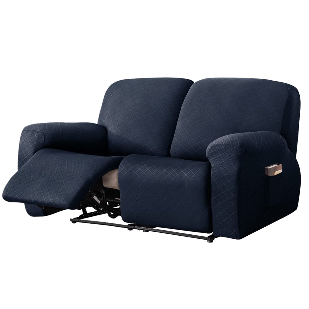 vctops Diamond Recliner Loveseat Slipcover 6-Pieces Stretch Dual Recliner Sofa Covers for 2 Seat Dual Reclining Loveseat Couch Soft Solid Furniture Protector (Dark Coffee,2 Seat)