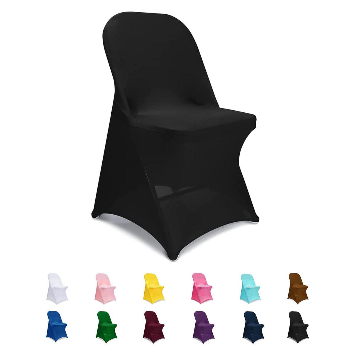 ManMengJi Spandex Folding Chair Covers, Black Folding Chair Slipcovers 6 PCS, Universal Fitted Chair Slipcovers for Wedding, Party, Banquet, Holidays, Celebration