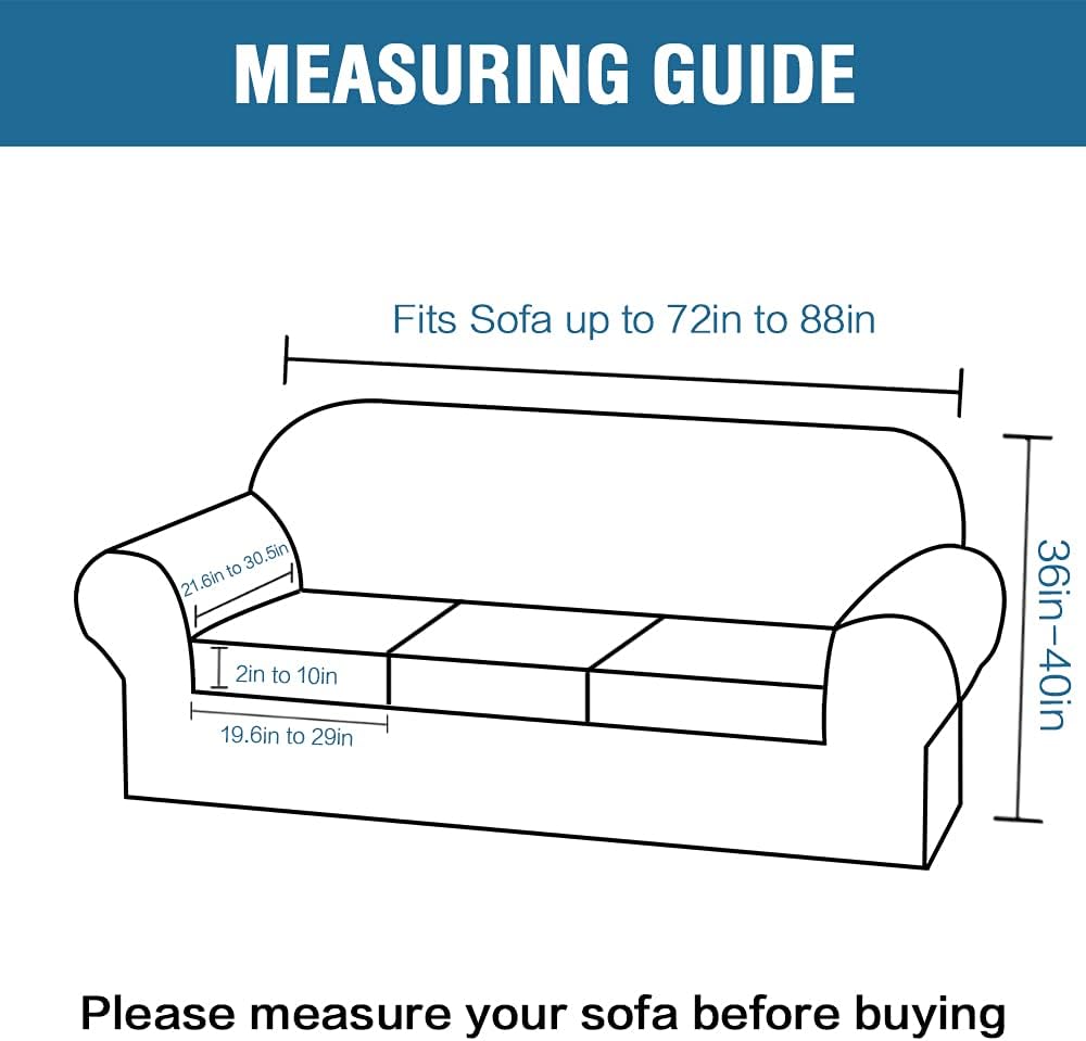 H.VERSAILTEX Stretch Sofa Covers for 3 Cushion Bundle 2 Cushion Loveseat Sofa Cover, Natrual