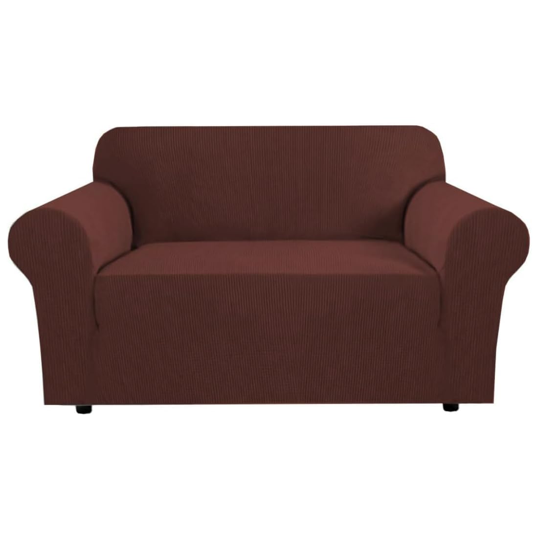 H.VERSAILTEX Stretch Couch Cover Loveseat Covers for 2 Cushion Couch Sofa Slipcover for Love Seat 1 Piece with Elastic Bottom, Checked Jacquard Fabric, Loveseat 58"-70" Wide, Butter Cream