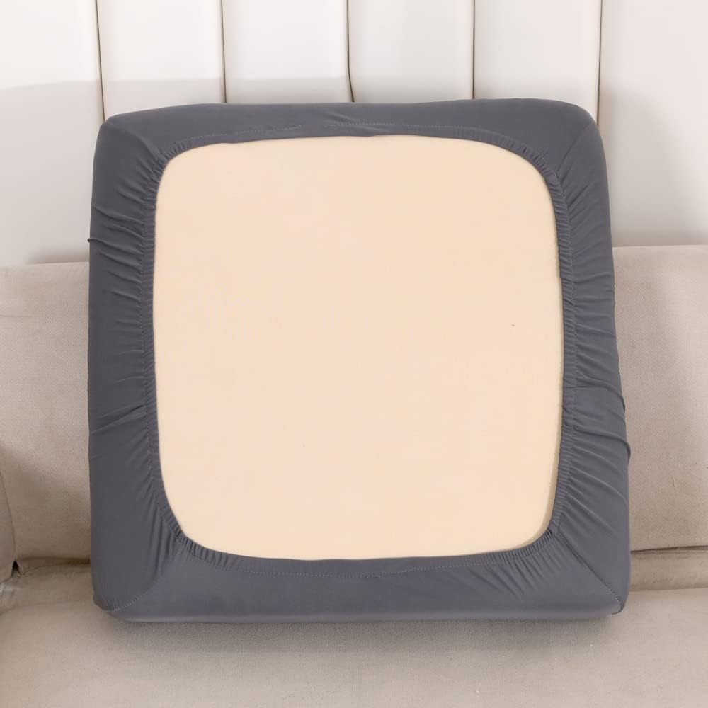 HOOBUY Waterproof Couch Cushion Cover 2Pieces Stretch Sofa Slipcovers Furniture Protector with Elastic Suitable for Loveseat,2 Seater Sofa (2, Grey)