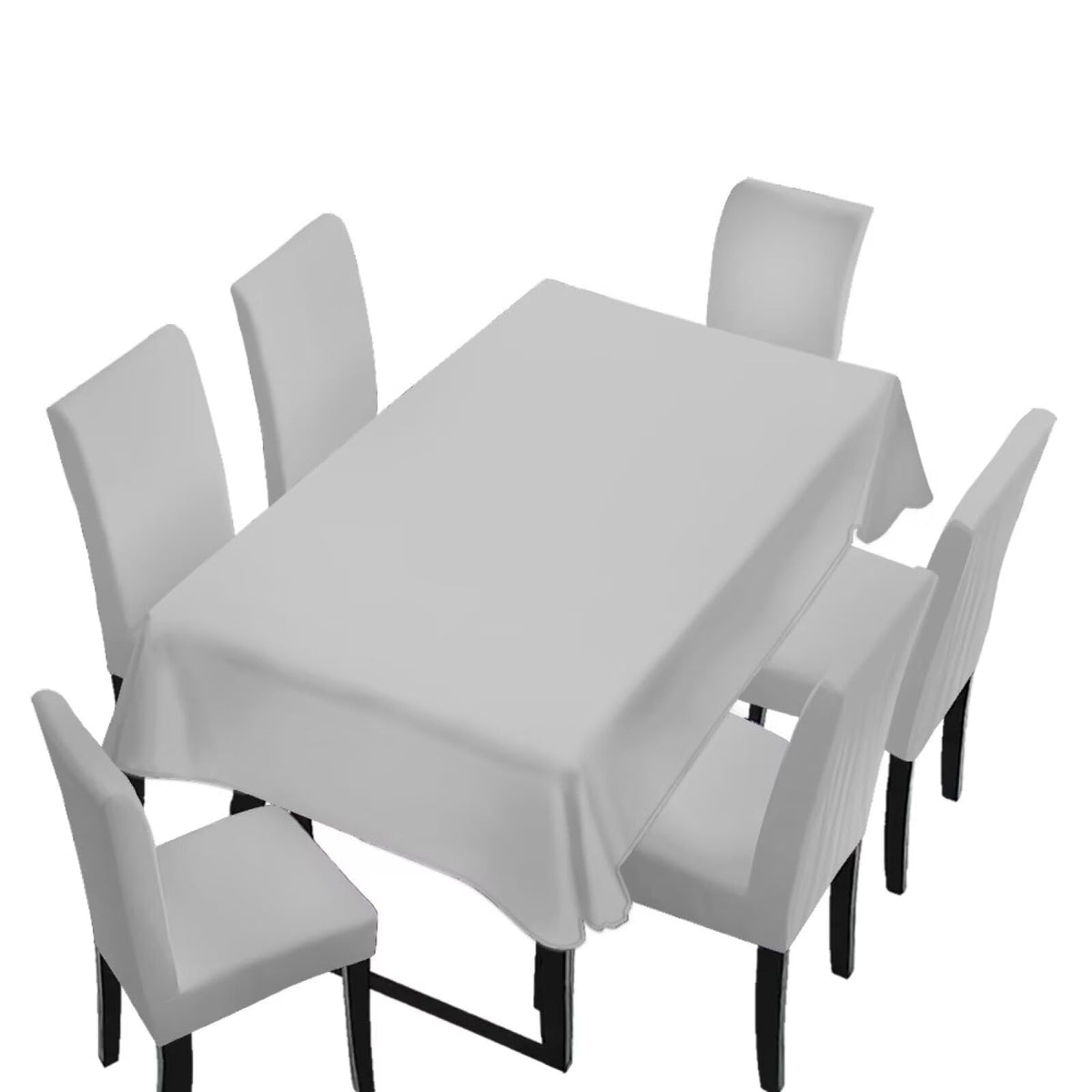 Light Grey 7 Pcs Tablecloth and Chair Covers Set Removable Chair Covers Set of 6 with Table Cover for Dining Room Washable Furniture Protector for Family Gathering Potluck