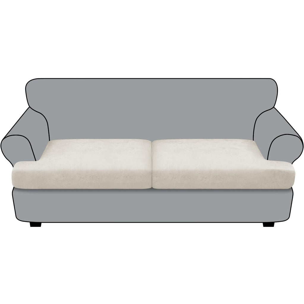 Loveseat Cushion Covers Leather-Look 2PC Stretch Love Seat Slipcover Sets for Living Room Individual Couch Seat Protector, Pet-Friendly, Non-Slip, Easy Fit - Coffee