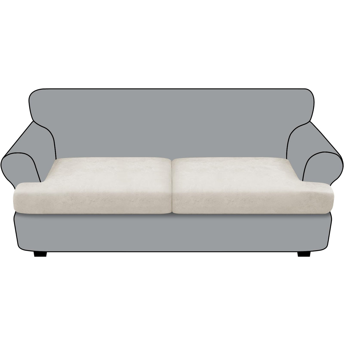 Loveseat Cushion Covers Leather-Look 2PC Stretch Love Seat Slipcover Sets for Living Room Individual Couch Seat Protector, Pet-Friendly, Non-Slip, Easy Fit - Coffee