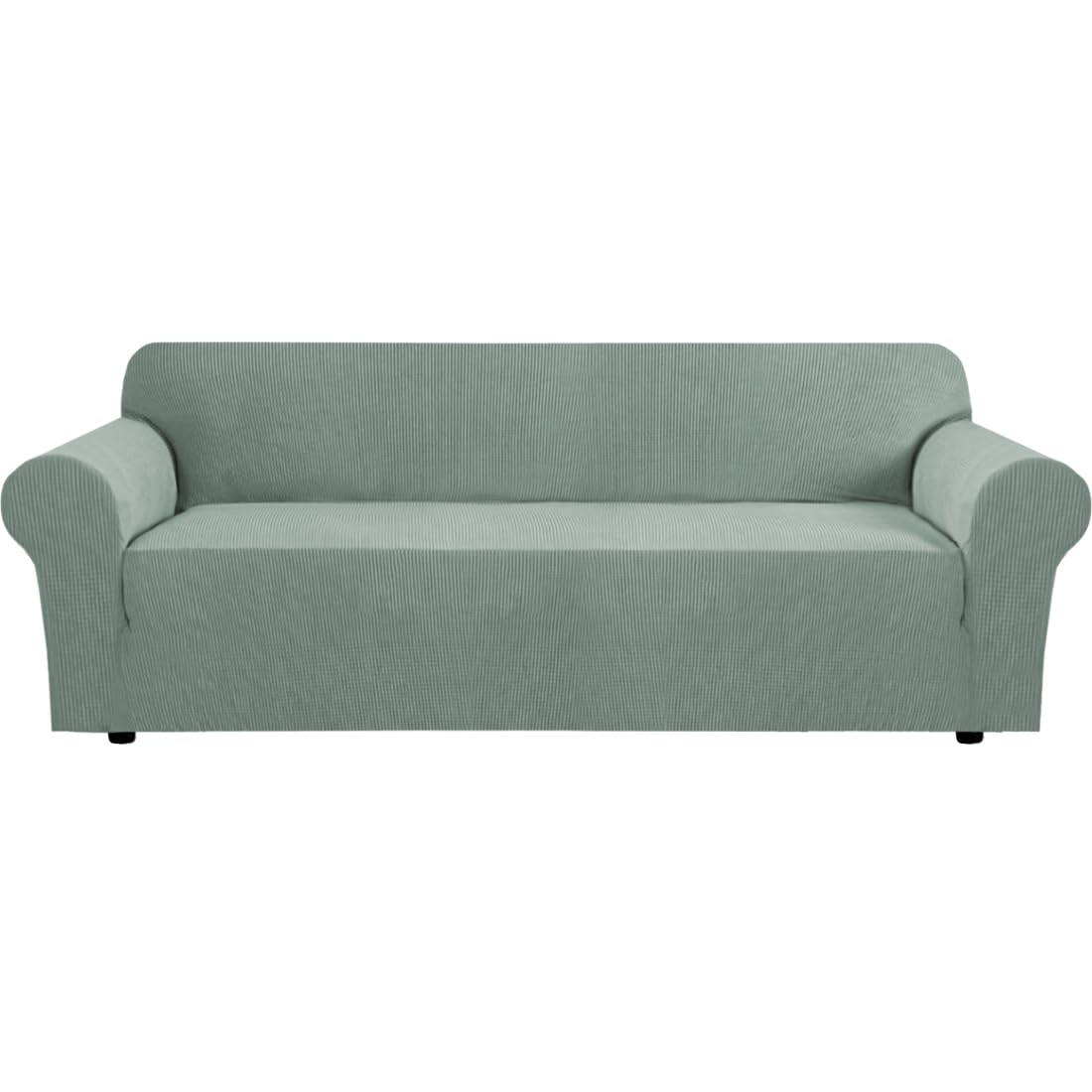 H.VERSAILTEX Stretch Couch Cover Loveseat Covers for 2 Cushion Couch Sofa Slipcover for Love Seat 1 Piece with Elastic Bottom, Checked Jacquard Fabric, Loveseat 58"-70" Wide, Butter Cream