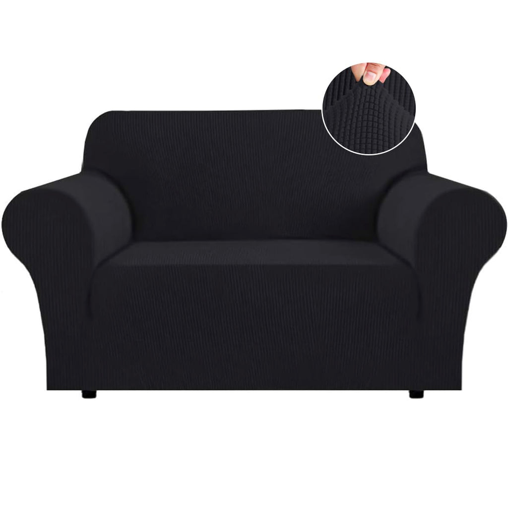 Flamingo P High Stretch One Piece Furniture Protector Sofa Cover for Durable Spandex Stretch Fabric Super Soft Slipcover, 2 Seater, Wine, Loveseat