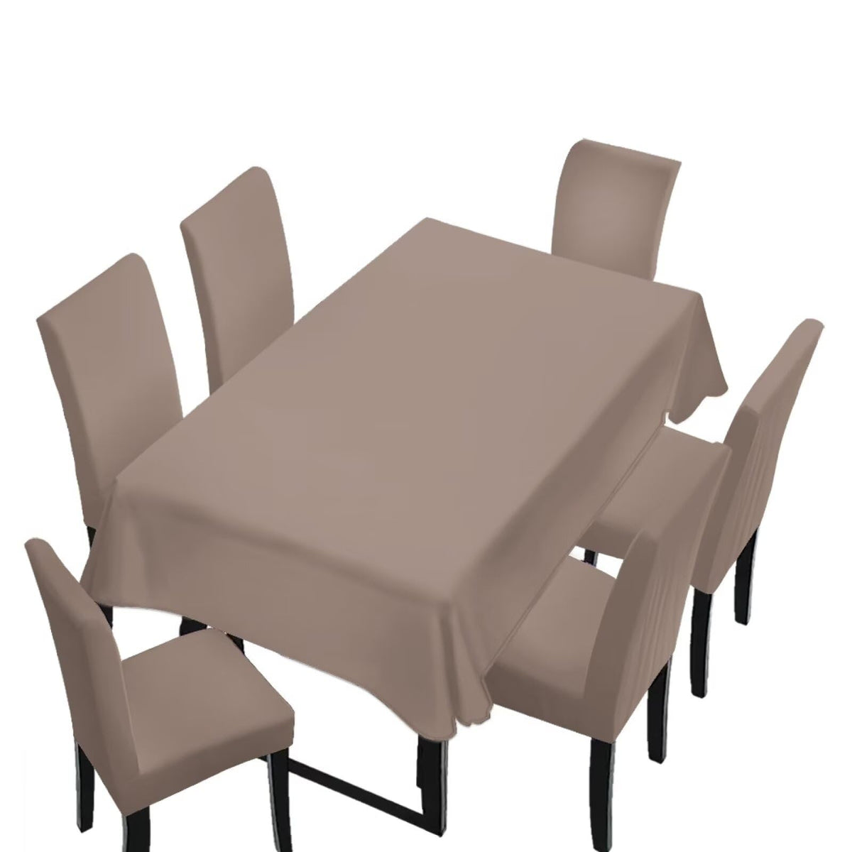 Light Grey 7 Pcs Tablecloth and Chair Covers Set Removable Chair Covers Set of 6 with Table Cover for Dining Room Washable Furniture Protector for Family Gathering Potluck