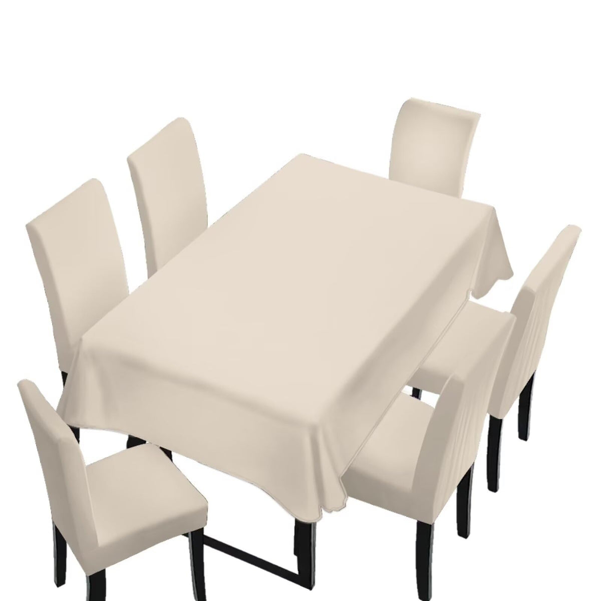 Light Grey 7 Pcs Tablecloth and Chair Covers Set Removable Chair Covers Set of 6 with Table Cover for Dining Room Washable Furniture Protector for Family Gathering Potluck