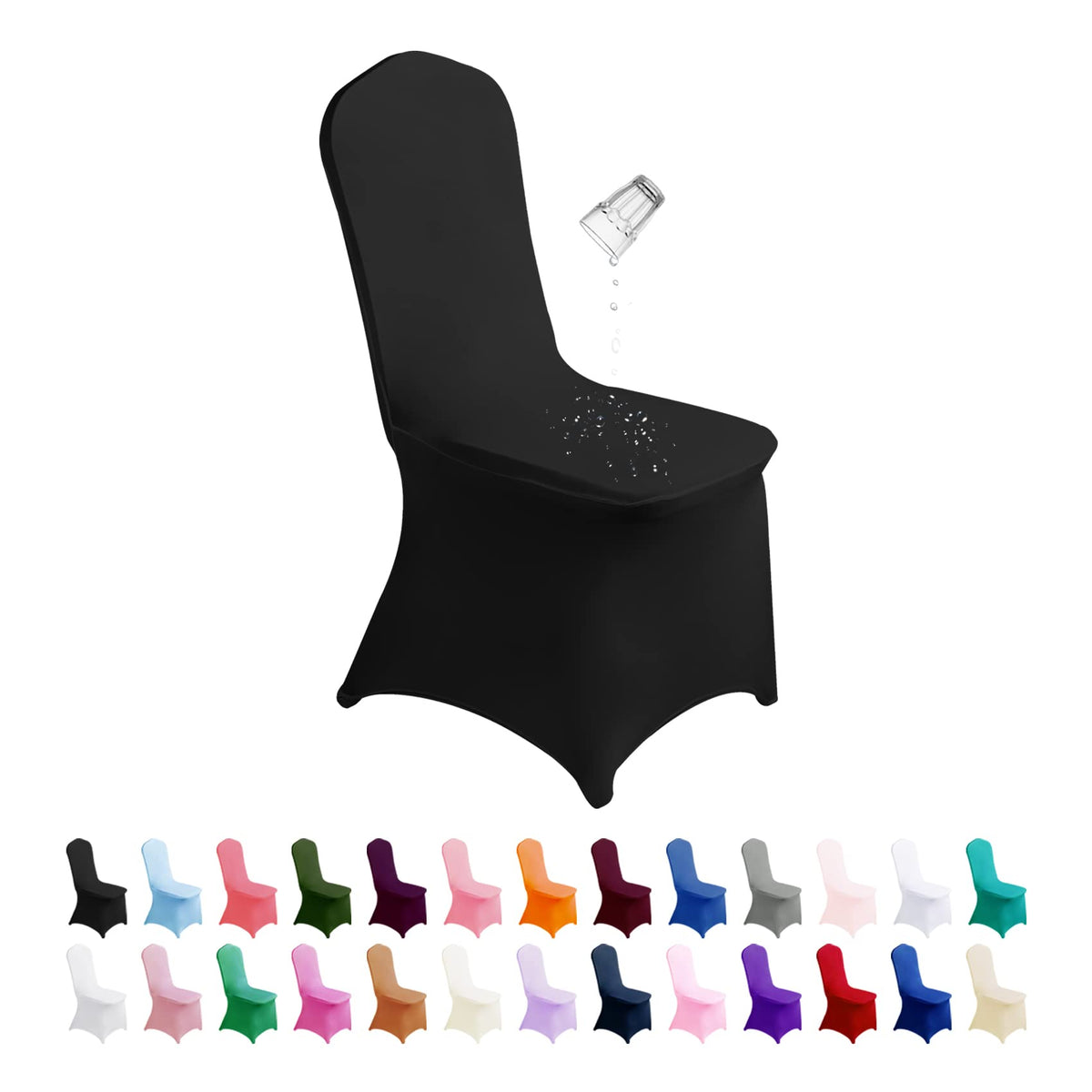 SuperO Waterproof Spandex Chair Cover 25PCS, Stretch Dining Chair Covers, Polyester Outdoor Chair Covers, Protector Stretch Chair Cover for Party Universal, Banquet, Wedding Event, Hotel(White)