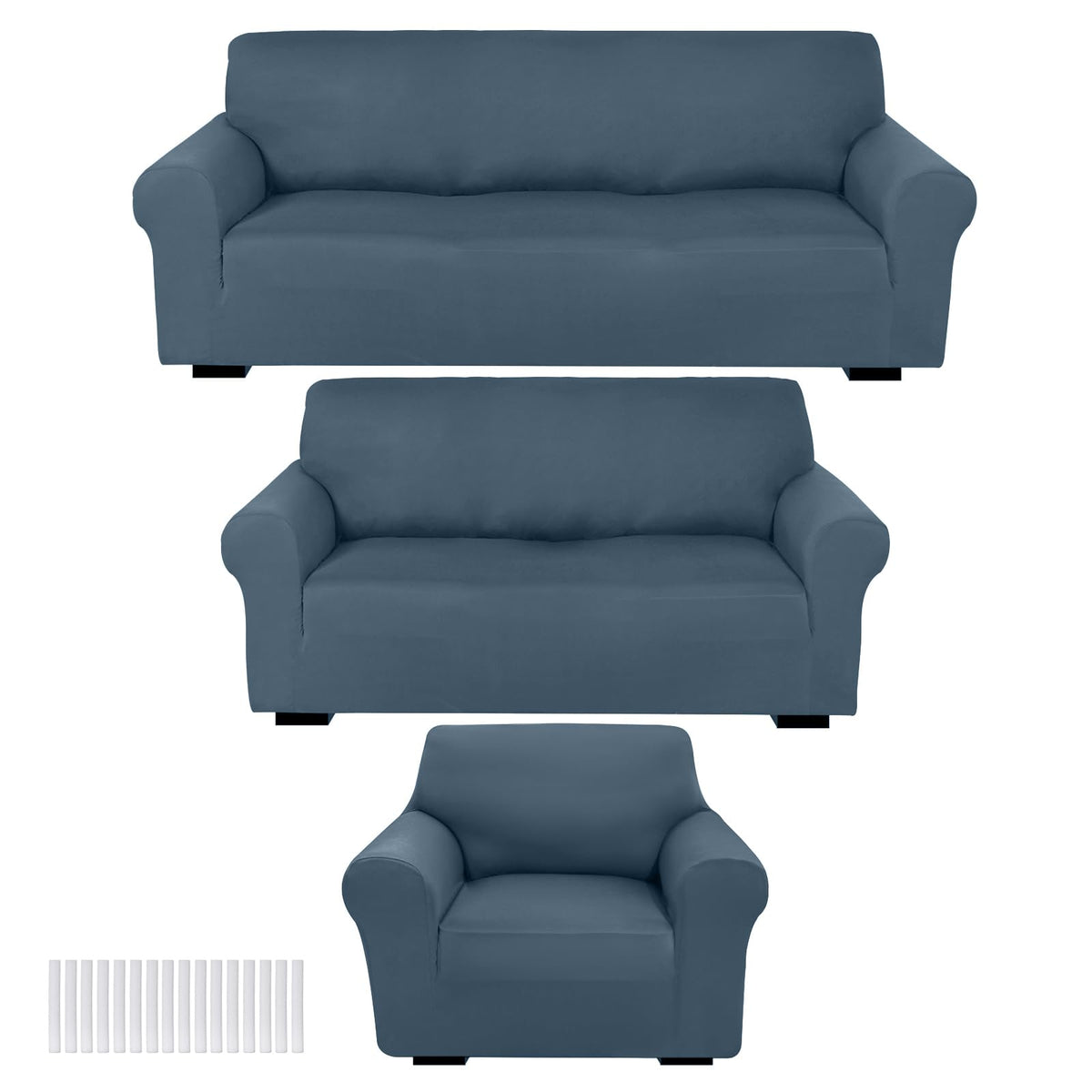 Peryiter 3 Pcs Couch and Loveseat Sofa Covers,Gray Dm,Milk Silk